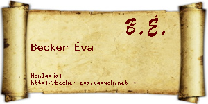 Becker Éva névjegykártya